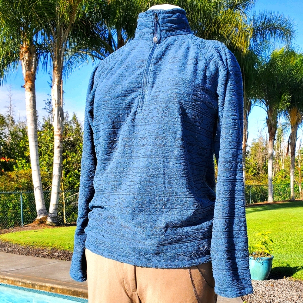 Eddie Bauer thermal fleece pull over sz med blu